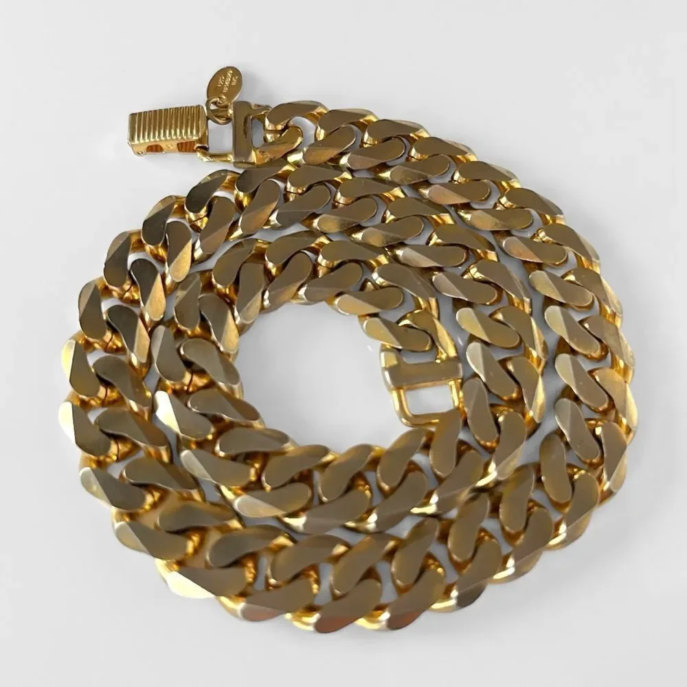 Vintage Les Bernard Chunky Gold Wheat Chain Necklace